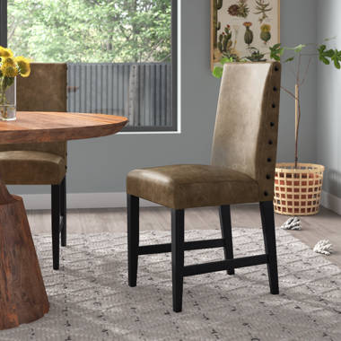 Leather dining chairs discount with oak legs